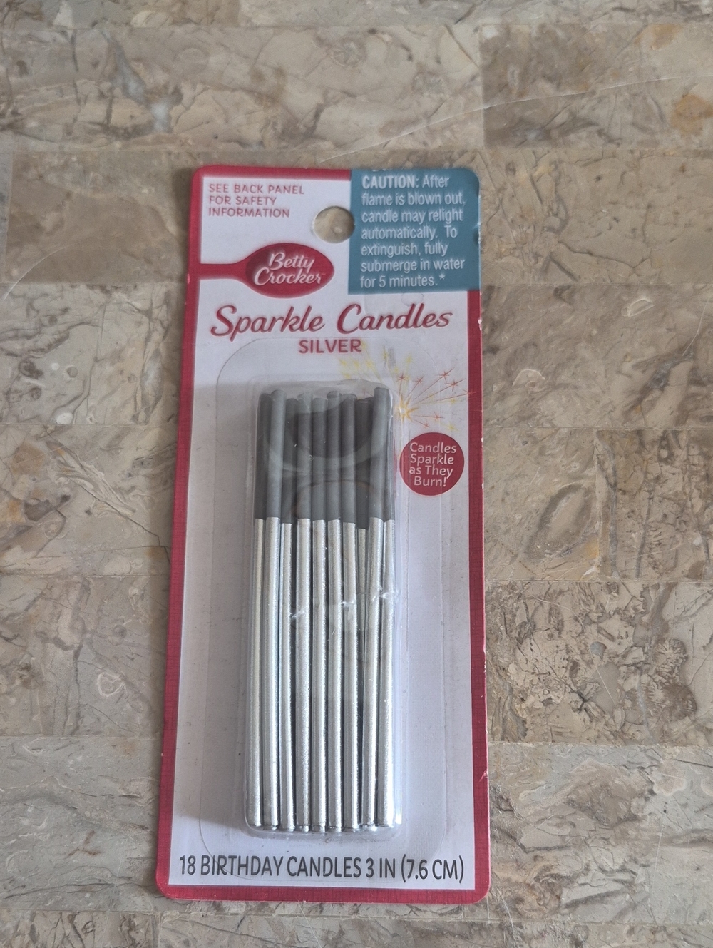 Betty Crocker Silver Sparkle Cake Candles - Metallic Cake Sparklers